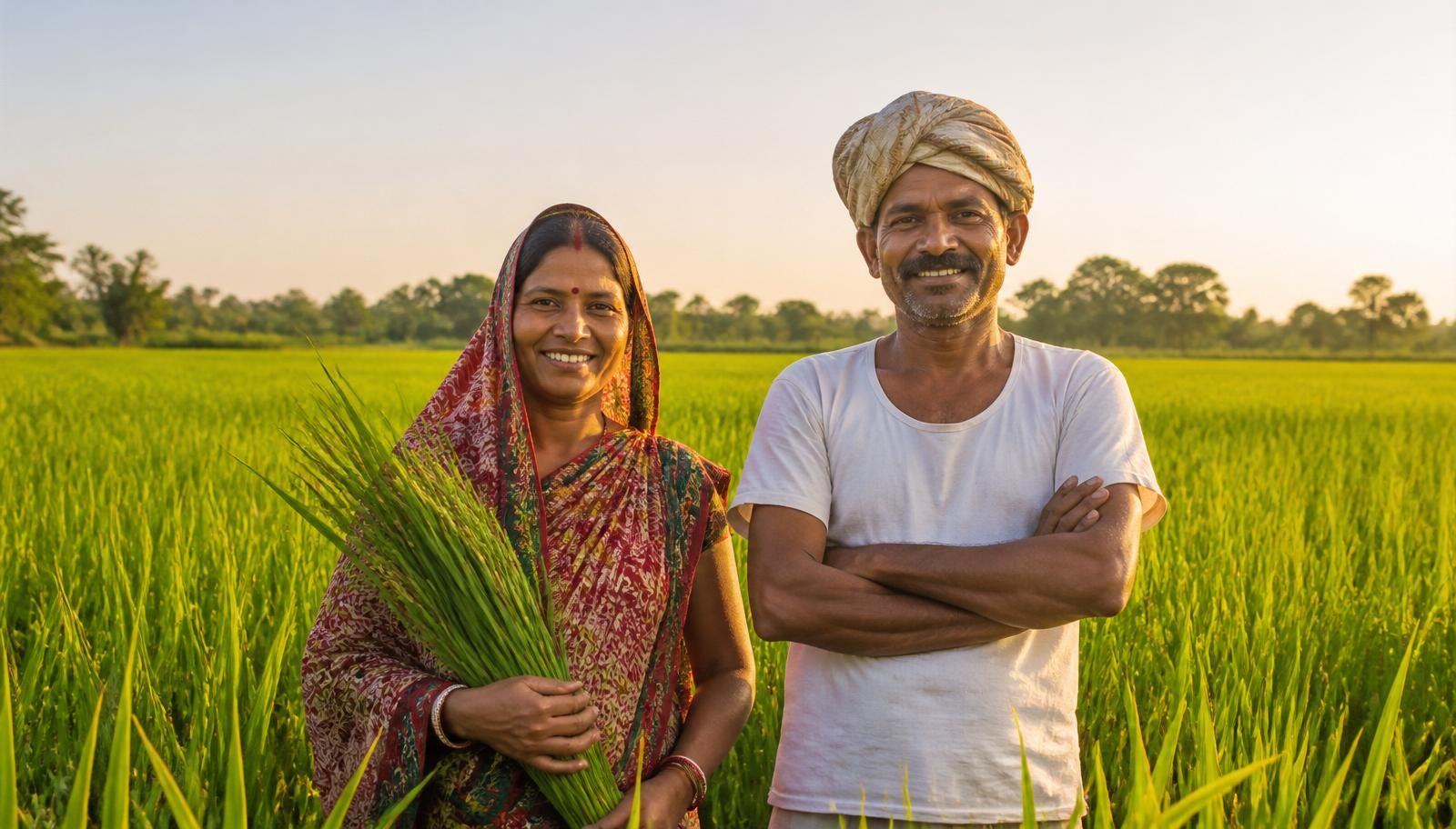 ଧାନ କ୍ଷେତରେ ଓଡ଼ିଆ ଚାଷୀ ଦମ୍ପତି